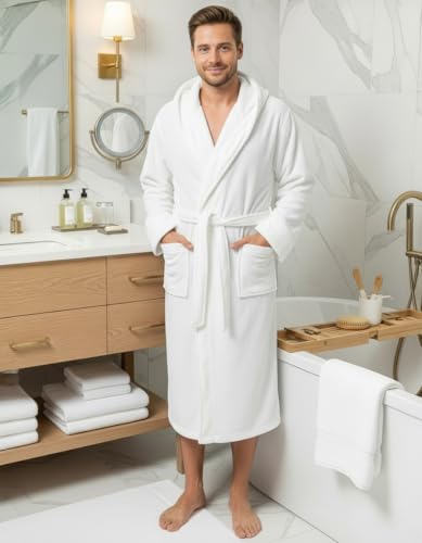 Image of NY Threads Mens Hooded Robe - Plush Long Bathrobes for Men