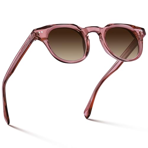 Image of CARFIA Retro Sunglasses for Men Polarized UV400 Protection, Cool Round Acetate Fashion Shades