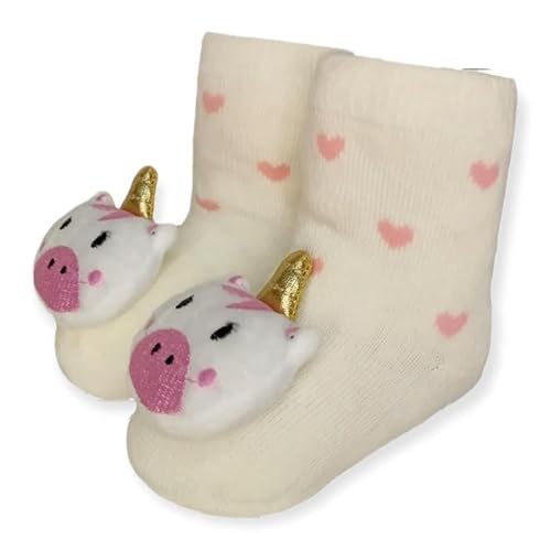 Kit 4 Pares Meia 3d Bebê Bichinho Rn Infantil Inverno Menino Menina (Multicor Menina, 0 a 12 meses)