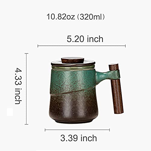 Tasse à thé céramique vert vintage 320ml pour infuser sans se brûler