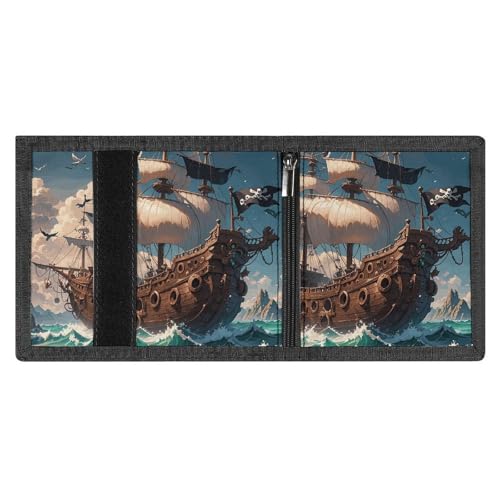 Fantasy Pirate Ship Trifold Wallet Coin Purse With 8 Card Slots Credit Card Holder Divided Billfold Wallet4