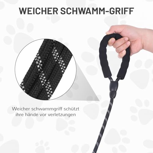 Doppelleine für 2 Hunde, Keine Verwicklung Leine für 2 Hunde, 360° Drehbare, Reflektierende Hundeleine mit Gepolsterten Griffen, Lauftraining für Kleine, Mittlere und Große Welpe (Schwarz, Mittel)