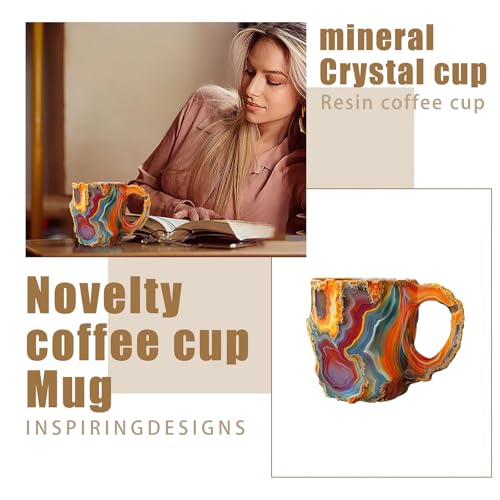 Taza de café de resina diseño cristal mineral rojo volcánico miniatura 3