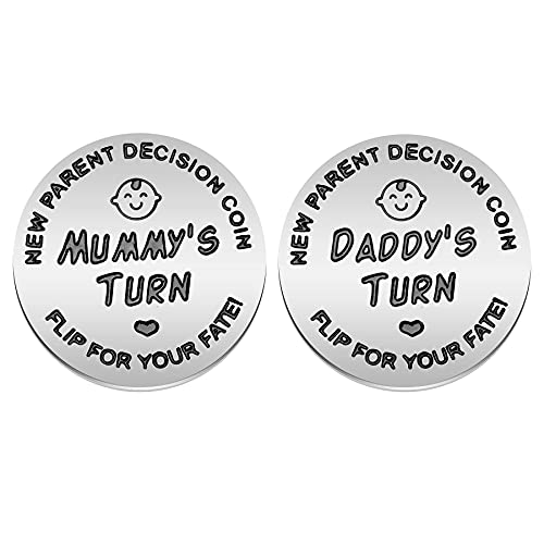 Image of Decision Making Coin New Parents Gifts Pregnancy Gifts New Baby Gifts for Parent Mom Dad Decision Coin for Women Men Pregnancy for First Time Mummy Daddy to Be Christmas Birthday Gift (Silver)