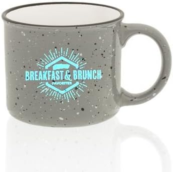144 Ceramic Camp Mugs (Grey) 11 oz Mug - Customizable Add Your Business Logo