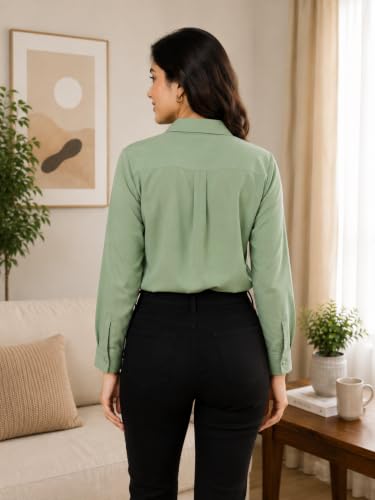 Image of FUNDAY FASHION Women Solid Regular Fit V Collered Casual Shirt (Pack of 2)