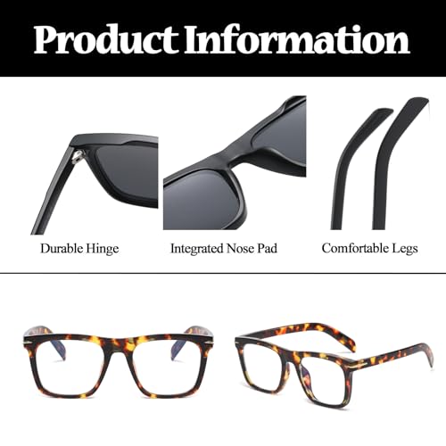 Image of LJCZKA Blue Light Blocking Glasses for Men Women Trendy Square Frame Oversized Anti Eyestrain Computer Clear Eyeglasses