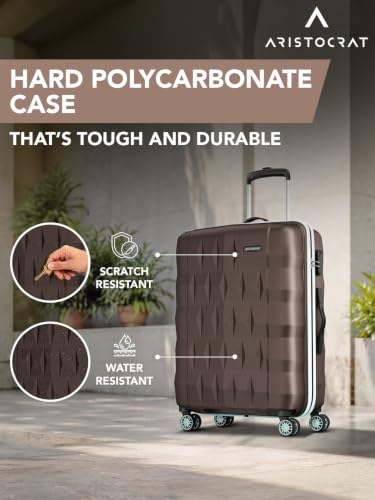 Image of Aristocrat Comet Set of 3 (Cabin+Medium+Large) Hard Case Trolley Bags,Brown