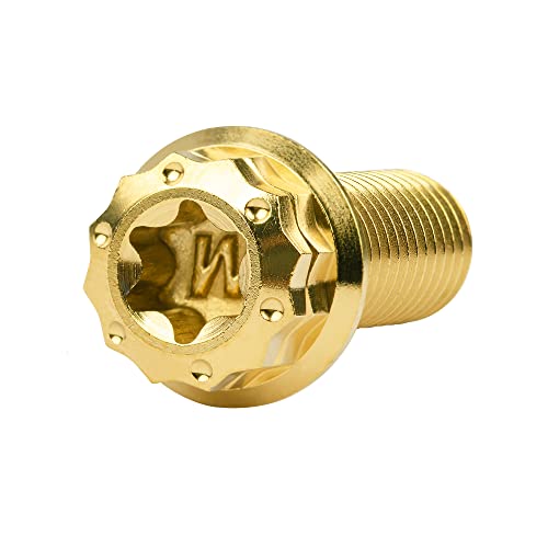 Image of Titanium Flange 12 Point Head M8 x15 20 25 30 35 40 45 50 55 60 65mm Screw Bolt Pack of 4 (M8x20mm, Gold)
