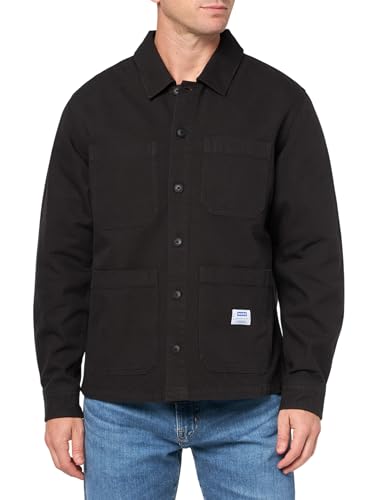 HUGO Men's Cotton Canvas Patch Pocket Overshirt, Black Jade, Medium