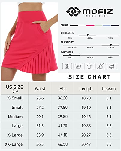 MoFiz Tennis Skirts Women with Shorts Golf Athletic Activewear Skorts Mini Summer Workout Running Skirt with Pockets Rose Red Size US M - Image 6