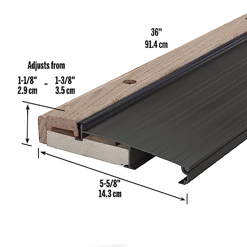 Image of M-D Building Products 78634 5-5 /8 in. x 1-1 /8 in. x 36 in. Bronze Adjustable Aluminum & Hardwood Threshold Kit - Versatile Solution for French and Exterior Doors