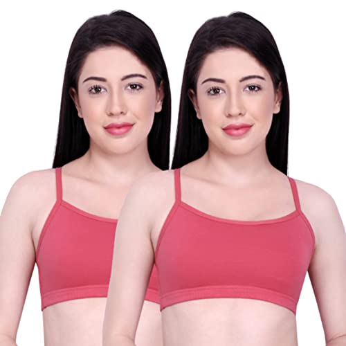 Image of INKURV Slip On Beginner's Bra for Girls & Teenagers, Non Padded Sports Bra| Adjustable Straps with No Hooks| Double Layered Fabric, Non-Wired Seamless Bralette for Gym-Combo of 2