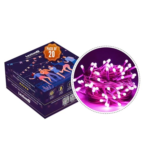 Image of Lexton 40 LED Power Pixel Serial String /Fairy Light | Plug Sourced | Suitable for Home & Outdoor Decoration, Diwali, Christmas, Ramadan, Wedding, Party, Festival (Pack of 20, Pink)