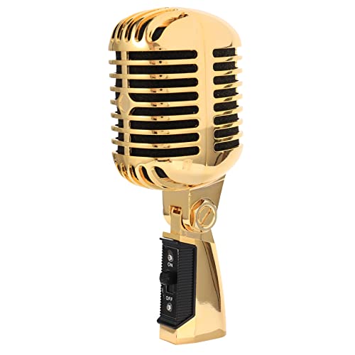 Tyuooker Professional Wired Vintage Classic Microphone Dynamic Vocal Mic Microphone for Live Performance Karaoke(Gold) - Image 3
