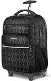 Rolling Backpack, 17 Inch Large Roller Backpack for Women Men with USB Charging Port,Trolley School Backpack,Carry on Wheeled Laptop Backpack Luggage Suitcase for College Travel Business,Black