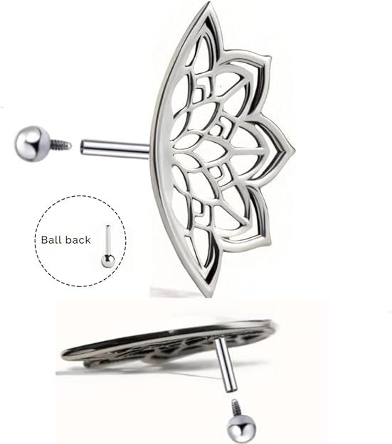 Boho Cartilage Helix Earring For Women, Halloween Gothic Punk Geometric Mandala Lotus Flower Hidden Helix Piercing Earrings Unique Personalized Gift Jewelry3