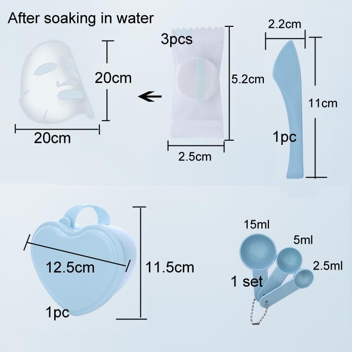 Miniatura 3 de lasenersm 1 juego de máscara facial en forma de corazón con espátula y cuchara medidora, tazón para máscara de barro, tazón de mezcla de bricolaje