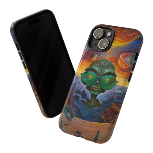 Coque extraterrestre iPhone 15 alien vert lunettes de soleil espace - 2