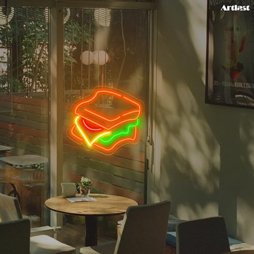 Image of Sandwich Neon Sign LED Sandwich Sign for Wall Decor Dimmable Neon Light for Fast Food Shop Decoration Wall Hanging Food Sign for Home Kitchen Restaurant Party Gift for Boys Girls
