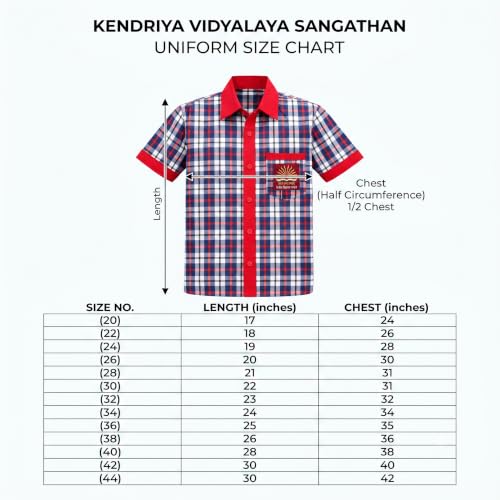 Image of Kendriya Vidyalaya Uniforms - Half Sleeves Mandarin Collar Shirts for Boys and Girls (Class I to VIII)