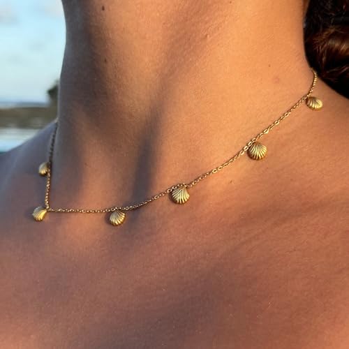 Shell Necklace - Beach Jewelry for Women, Charm Necklace - Gold Necklace for Women, Surfer Accessory, Waterproof, Non Tarnish Gold Necklace, Dainty Gifts for Women3