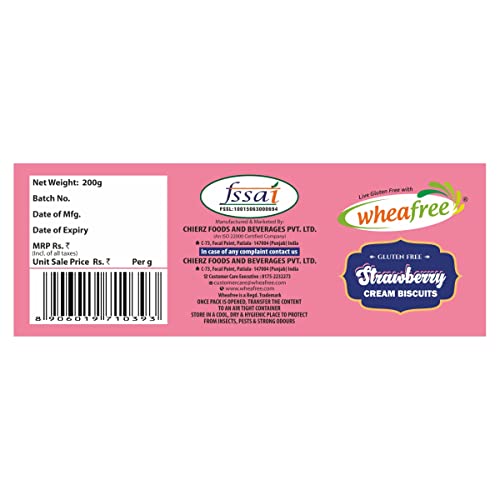 Image of Wheafree Gluten Free Strawberry Cream Biscuits - (200g) | No Maida | Best Teatime Snacks |