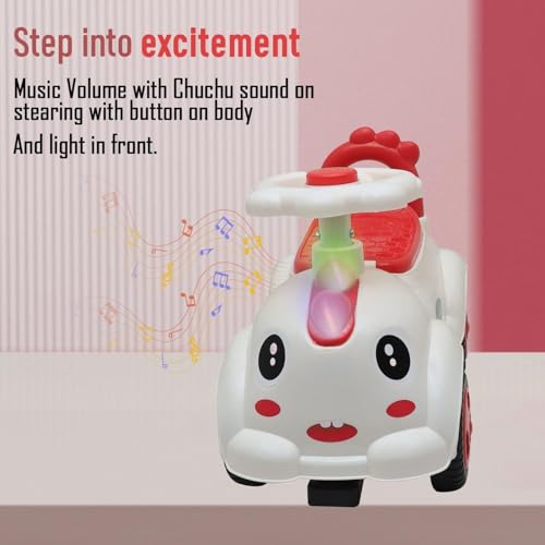 Image of kidsROAR Push Ride On Car for Kids 1-5 Years | Baby Push Car with Music, 3D Lights & Backrest | Premium Ride On Toy Supports Up to 35kg (DIANO, RED)