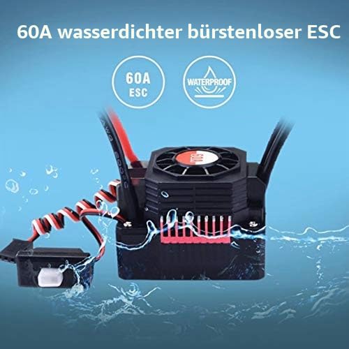 RC Motor Set 1/10, ESC Motor Servo 3650 4500KV Brushless Motor + 60A ESC mit Lüfter + 6KG Metall Servo (S0600M) + 25T Arm 1:10 RC Truck Zubehör