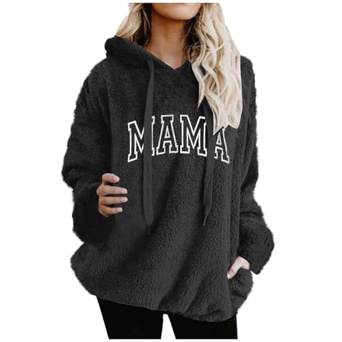 Sweat Capuche Peluche Femme MAMA : Fini le Froid avec ce Pull Doux