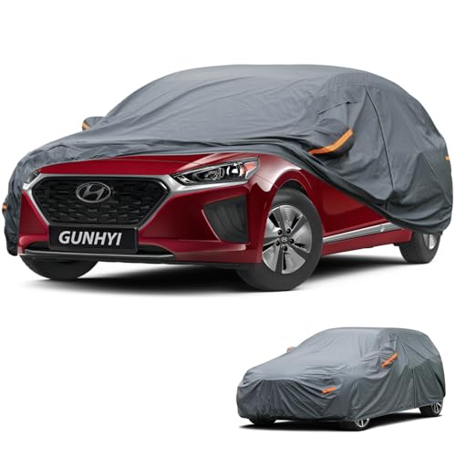 Image of GUNHYI Premium Car Cover Custom Fit Hyundai Ioniq, 16 Layers Heavy Duty Car Cover Waterproof All Weather with Zipper Door for Sun Rain Snow Dust Uv Protection