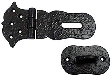 Image of Adonai Hardware inchParan inch Antique Cast Iron Hasp & Staple (6 Inch x 2 Pack, Black Powder Coated) for Vintage Pirates Treasure Chest, Trunk, Wooden Jewelry Box, Cases, Furniture and Sheds