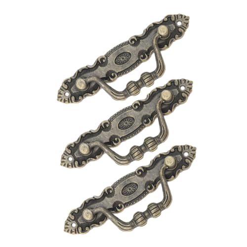 Toyvian 3個 ヴィンテージリング引き出し取っ手 ネジ付き 亜合製 アンティーク調 装飾用 キャビネット キッチン家具対応 多用途簡単取付け