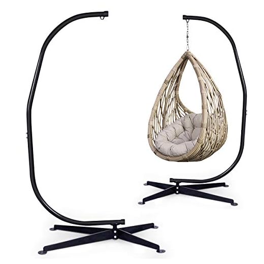 Giantex Hammock Chair Stand, Hanging Chair Stand, C Stand for Hanging Chair, Heavy Duty Steel Egg Chair Stand, Hugglepod Stand for Hammock Air Porch Swing Chair Outdoor Indoor