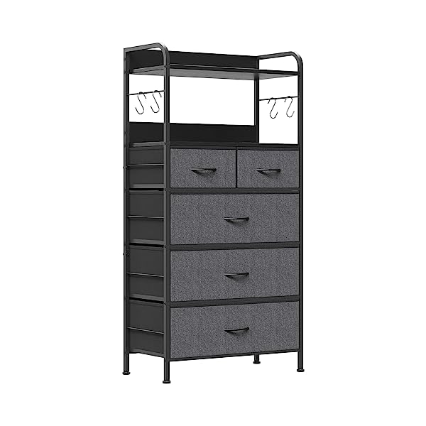 Jojoka dresser for bedroom with 5 drawers dressers chests of drawers for hallway entryway storage organizer unit with fabric sturdy metal frame wood tabletop easy pull handle  urban country home decor
