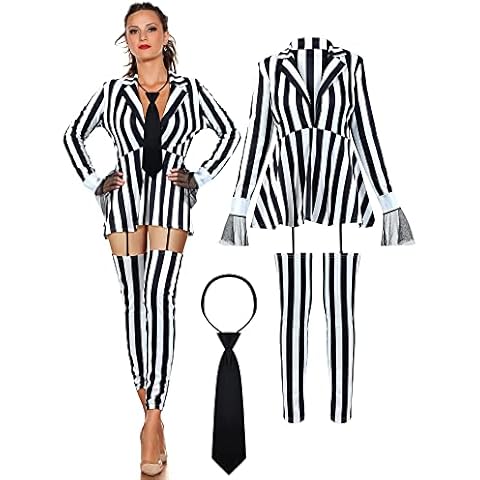 Berlune Women's Halloween Striped Costume Set Cover
