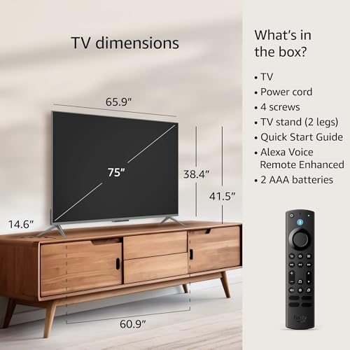 Image of Amazon Fire TV 75 inch Omni QLED Series 4K UHD smart TV, Dolby Vision IQ, Fire TV Ambient Experience, local dimming, hands-free with Alexa