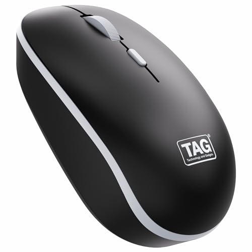 TAG WM500 Black/Grey Wireless Mouse, 2.4GHz USB Receiver, Dedicated DPI Button (800/1200/1600), 4 Buttons, Ambidextrous & Light, Power-Saving, 10m Range, 1x AA Battery, Supports Windows/Mac/Linux/iOS