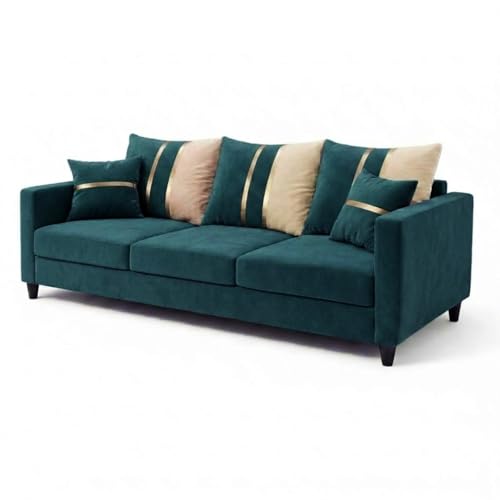 Image of Jester Plush Comfort Sofa | 3 Seater | Luxury Velvet Suede Fabric | Modern Living Room Sofa | Green Teal