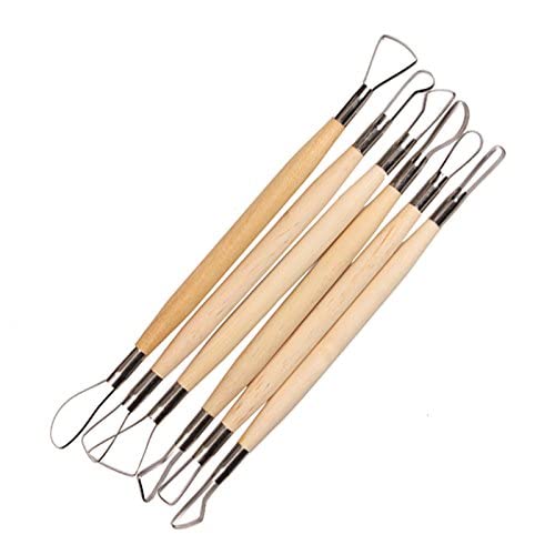 Kreative Kraft 6-Piece Wood Handle Wax & Clay Carving Tool Set – Professional Sculpture & Pottery Tools-image-1