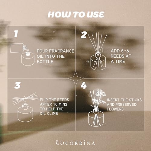 Image of COCORRINA Reed Diffuser Refill - Cashmere Vanilla 6.7 Fl.oz Reed Diffuser Refill with 8 Sticks