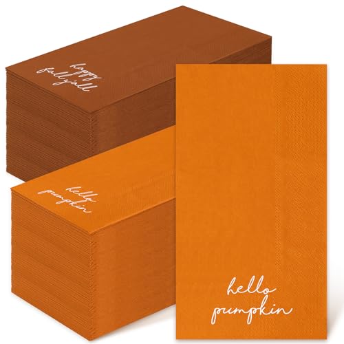 Servilletas de papel decoración de mesa Happy Fall Whaline color naranja 80 unidades