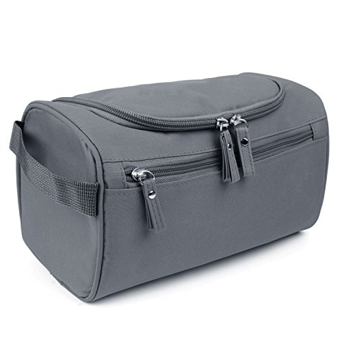Toiletry Bag, ESARORA Hanging Toiletry Bag Organizer For Men or Women Waterproof - Travel Size with Hanging Hook for vacation (Grey)