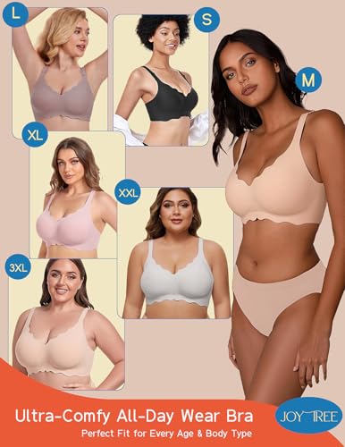 Image of JOYTREE Silky Bras for Women No Underwire V Neck Bralettes for Women Cloud Feel Everyday T Shirt Bra with Extender