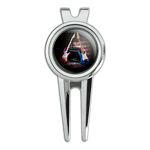 GRAPHICS & MORE Electric Guitars American USA Flag Rock and Roll Red White Blue Golf Divot Repair Tool and Ball Marker