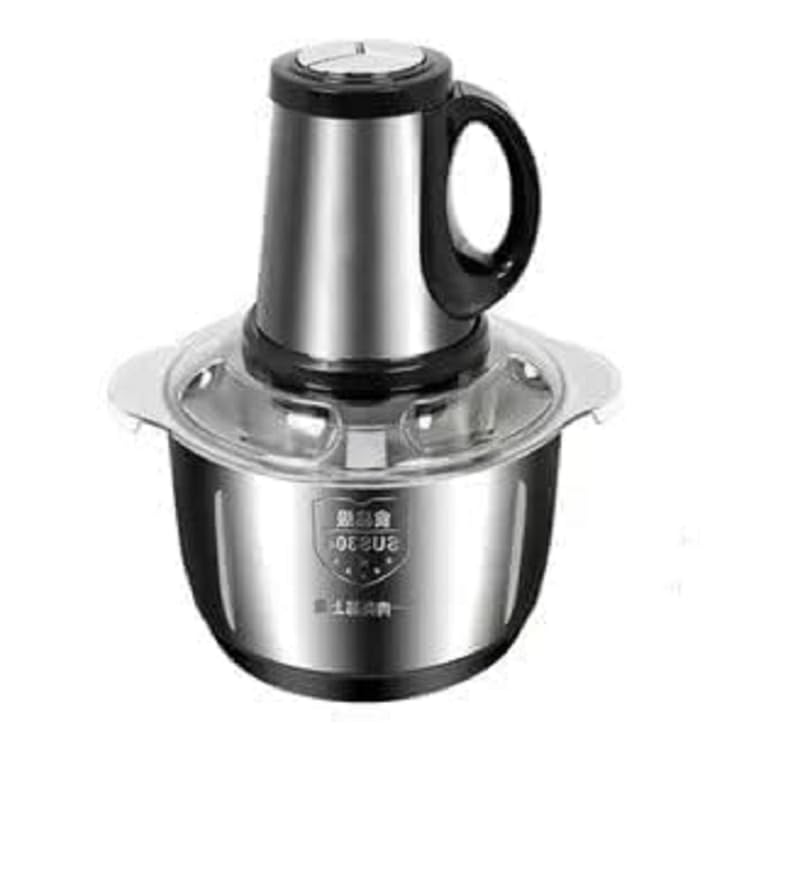 Image of TRADY Electric Food Chopper 3-Speed Stainless Steel Vegetable Chopper | 4D Blade Technology | Multipurpose Meat Grinder, Vegetable Cutter, Egg Beater | 2L Bowl | Powerful Motor Kitchen Processor
