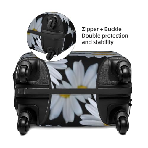 Daisies White Print Luggage Suitcase Cover Protector Luggage Washable Covers With Concealed Zipper4