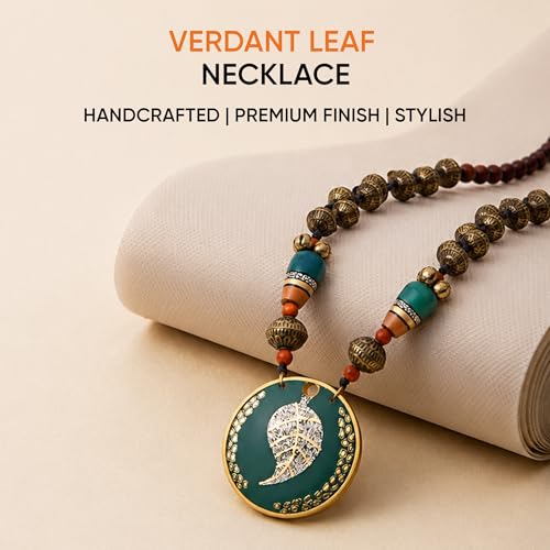 Image of AAKRITI ART CREATIONS Handcrafted Tribal & Brass Necklace Collection | Floral, Leaf & Elephant-Inspired Artisan Jewelry | Dhokra, Glass & Ethnic Statement Necklaces for Women