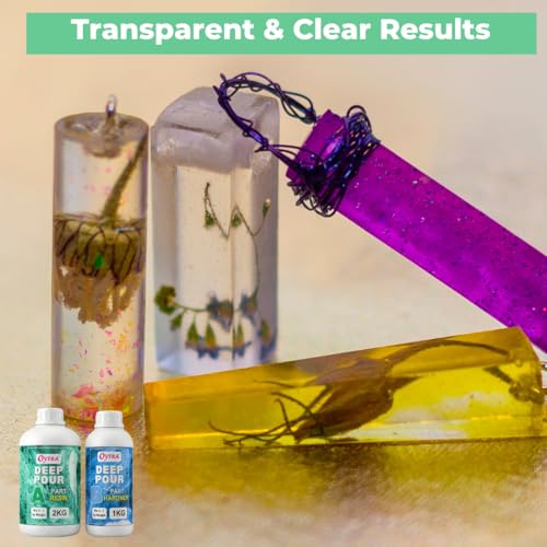 Image of Oytra Deep Pour Casting Epoxy Resin & Hardener 2:1 Ratio Crystal Clear Transparent Liquid for Wood River Table Top Large Mould Casting Preservation & DIY Art Projects High Gloss Finish (3 Kg)