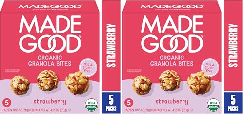 MadeGood Organic Strawberry Granola Minis, 5ct x 0.85oz (Pack of 2)